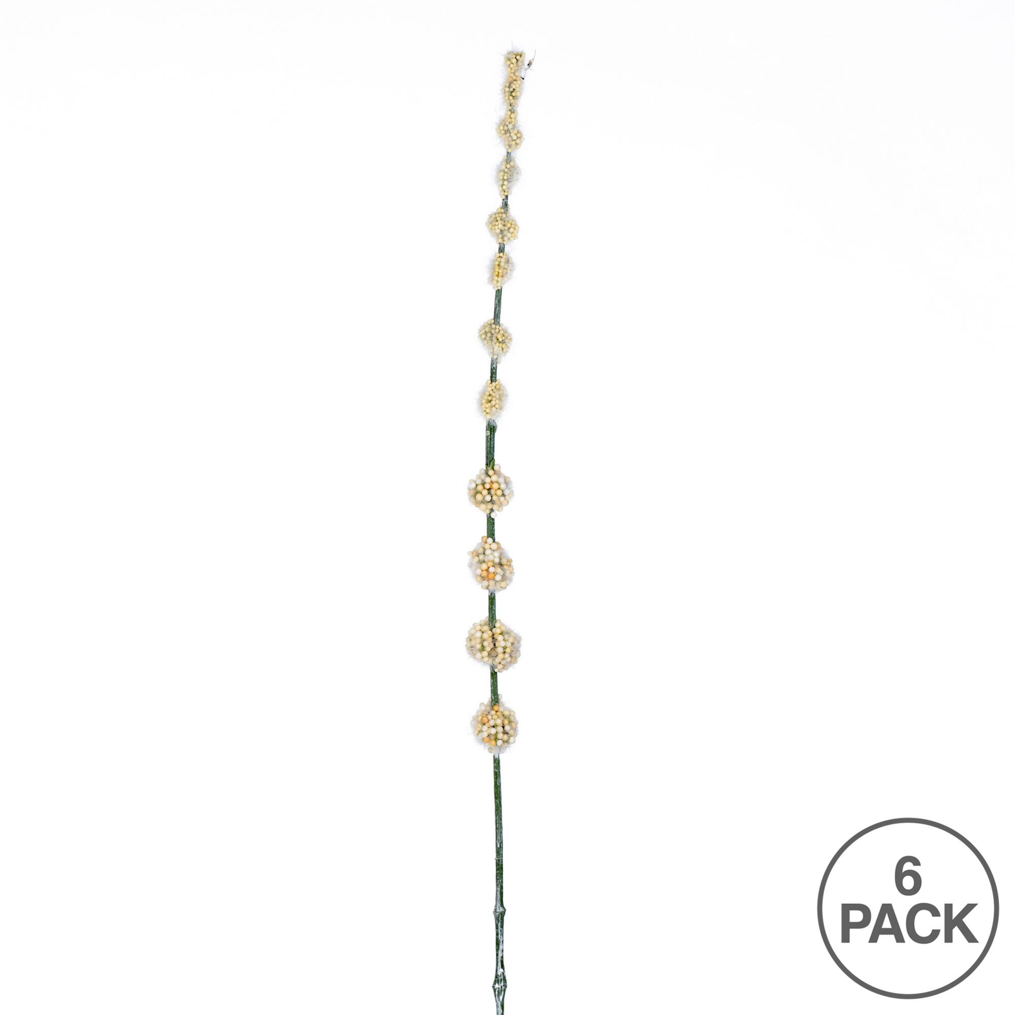 6 Pack: Cream Pom Pom Stem